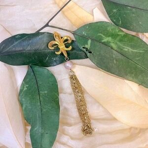 Antique Gold Filled Fleur De Le‎ Brooch/Watch Holder